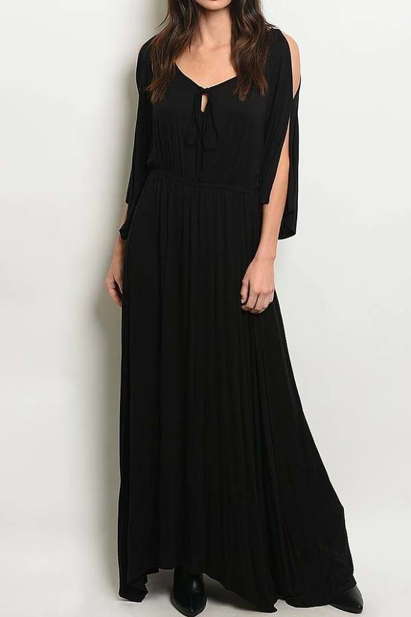 Open sleeve key hole detail maxi dress (DED3770)