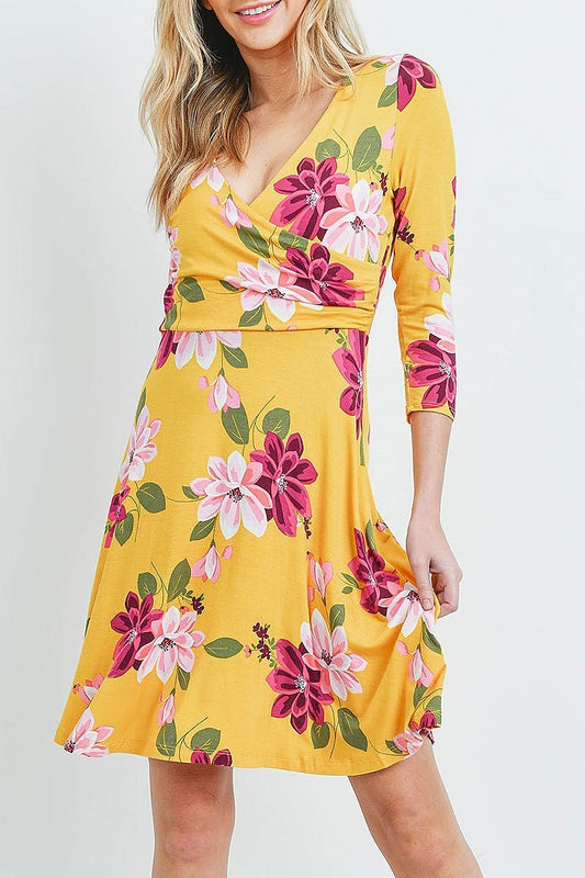 Surplus detail floral print wrap dress (DED5916-LAST)