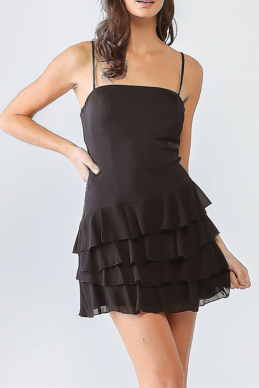 Tiered layered ruffle hem mini dress (TED1312)