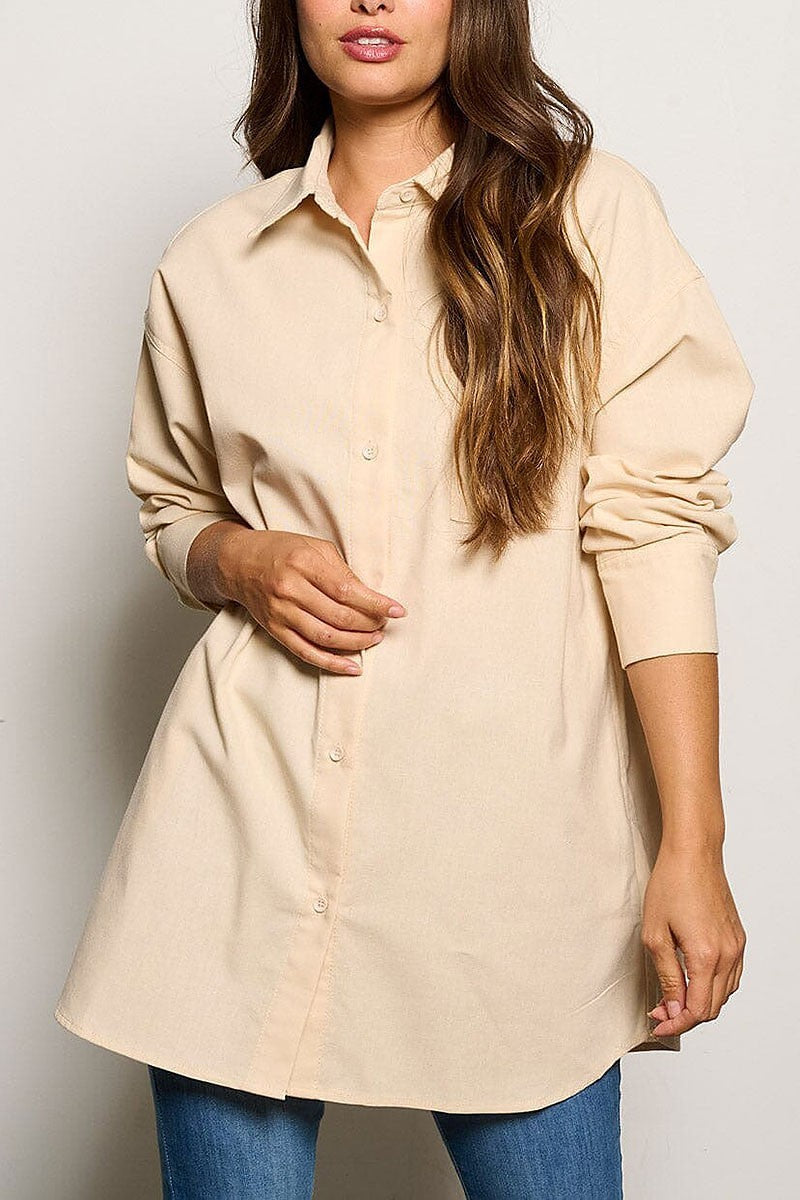 Long sleeve button up oversized top (EGWT1170)