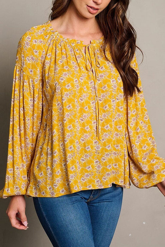 Long sleeve tunic floral blouse top (EGWT2060)