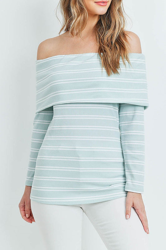 Off shoulder stripe top (ED8584-LAST)