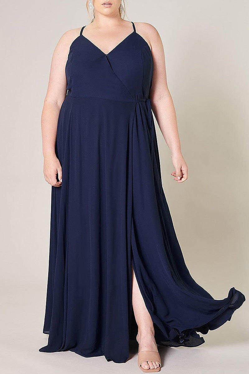 Sleeveless surplice open back maxi dress (EFWT3234)