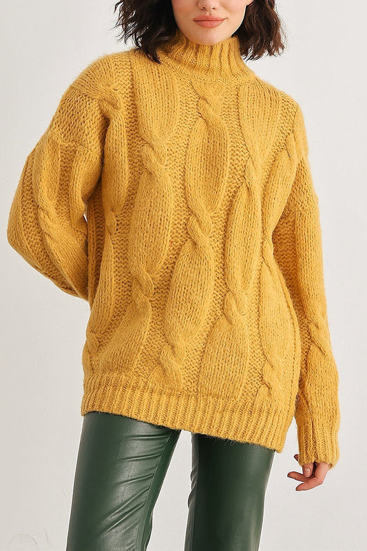 Cable knit mock neck sweater (TED2016)