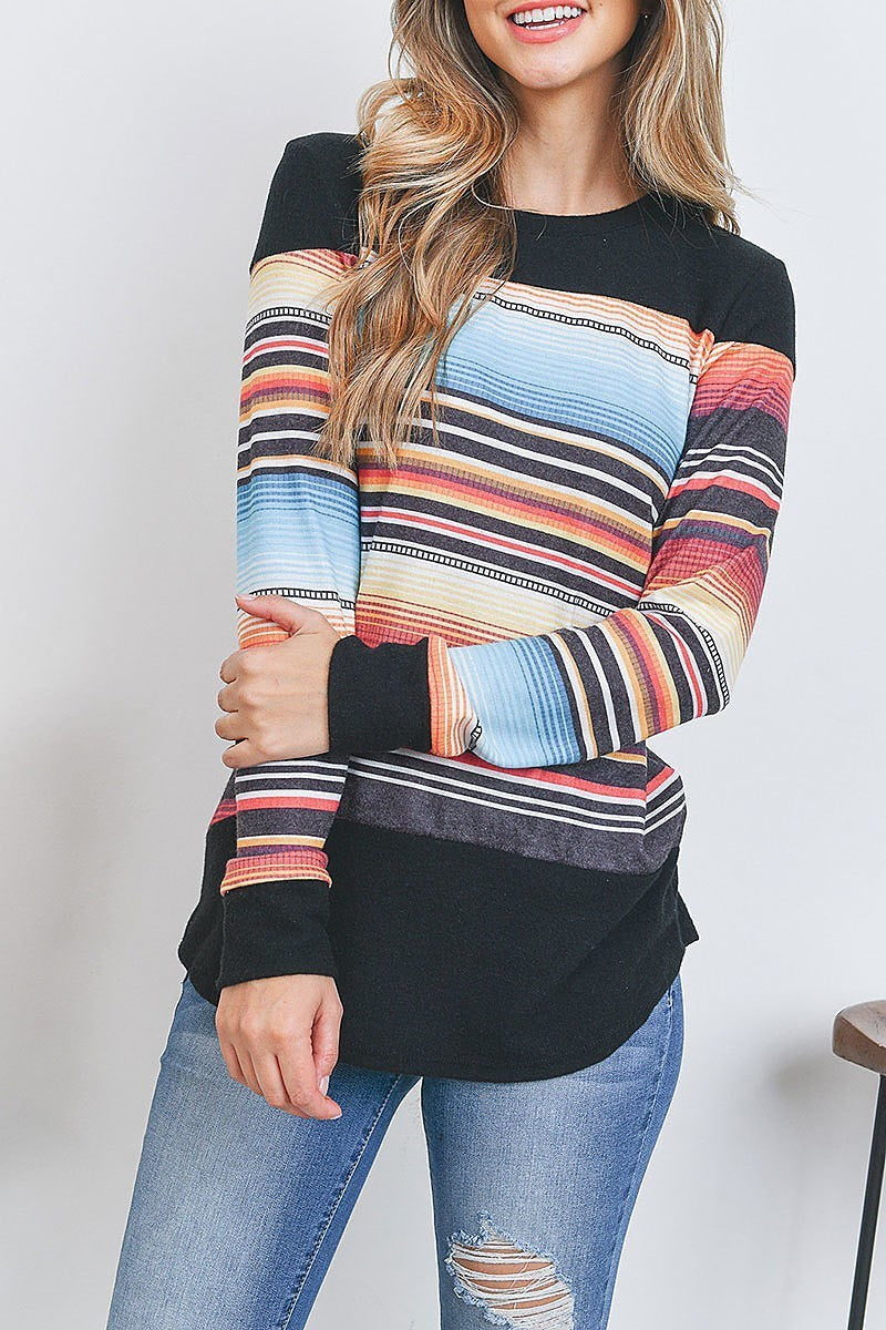 Multi stripe color block top (EF2386)