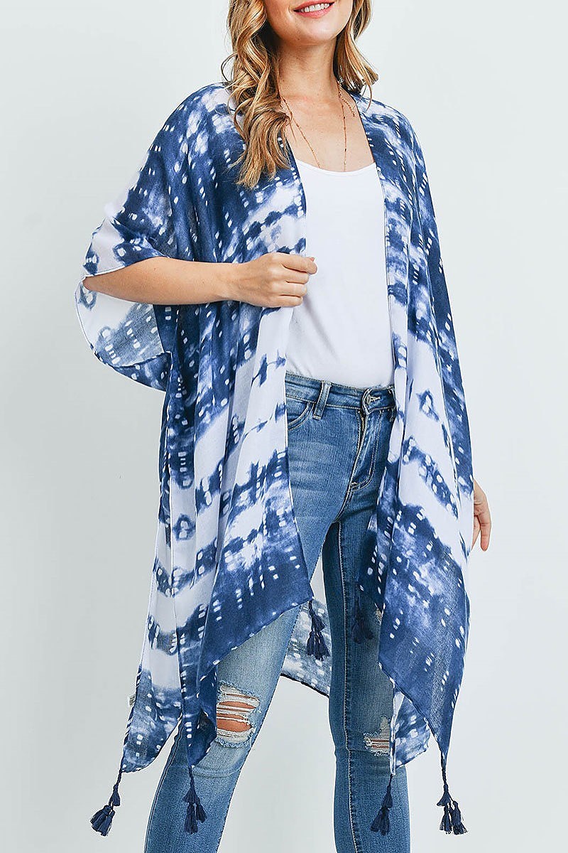 Tie dye dash tassel kimono (EF3504)