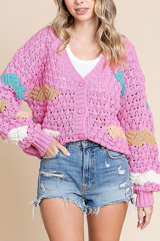 Multi colors cozy cute knit sweater cardigan (EDH1942-1)