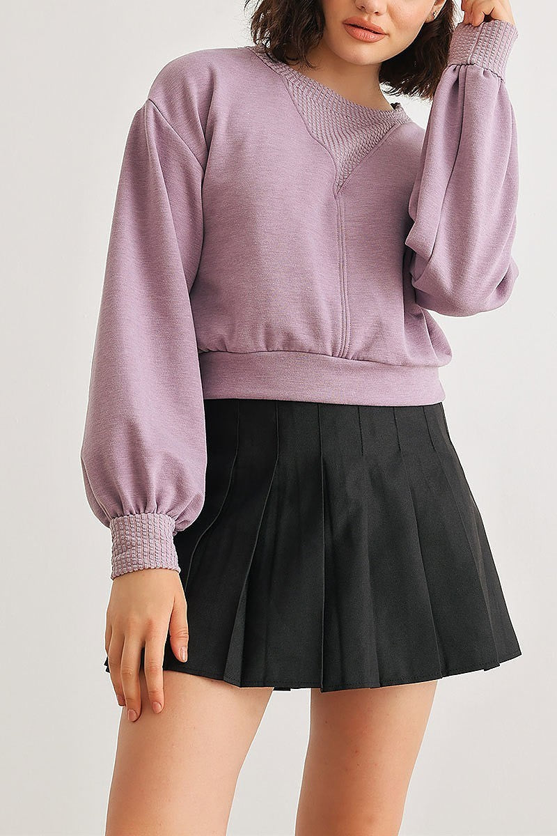 Long sleeve crew neck crop top (TED1929)