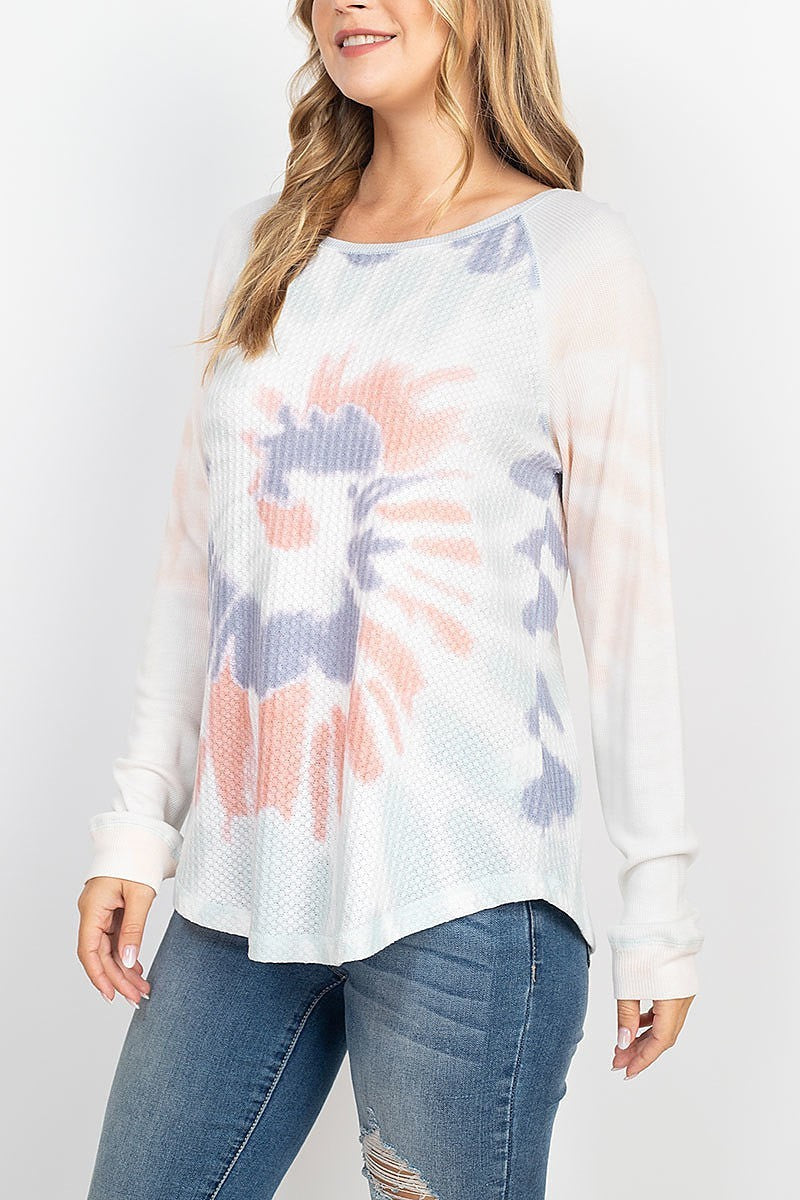 Tie dye thermal and rib mix top (EF1977)