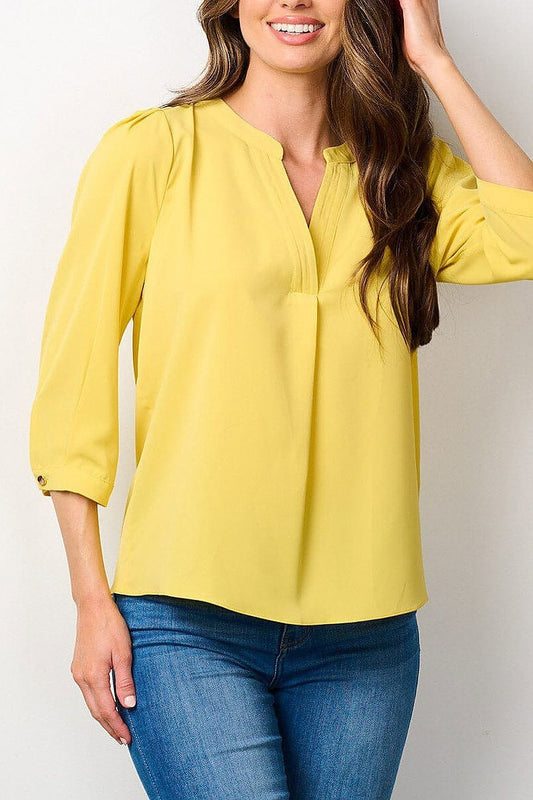 3/4 sleeves v-neck blouse top (EFWT7766)