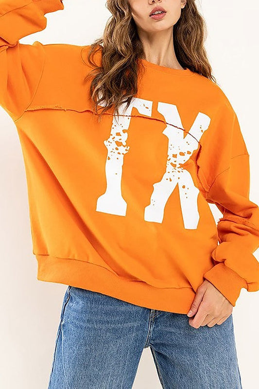 Texas graphic long drop shoulder sweatshirt (EDSW3995)