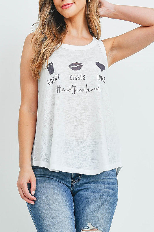 Coffee kisses love graphic top (ED9648)