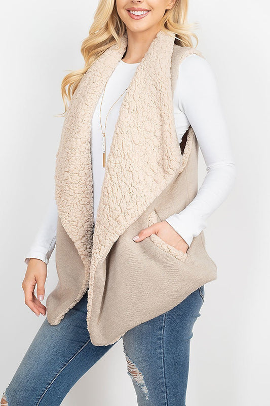 Wool shawl vest with pocket (DGS5295)