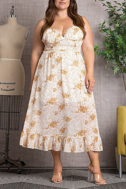 Spaghetti strap bodice plus size maxi dress (EDSW3305)