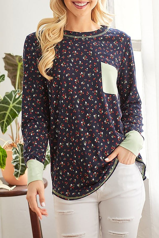 Solid pocket floral top (EF4964)