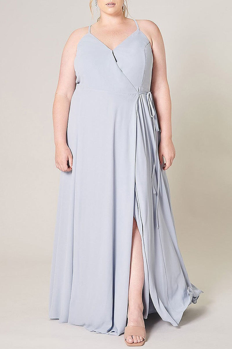 Sleeveless surplice open back maxi dress (EFWT3243)