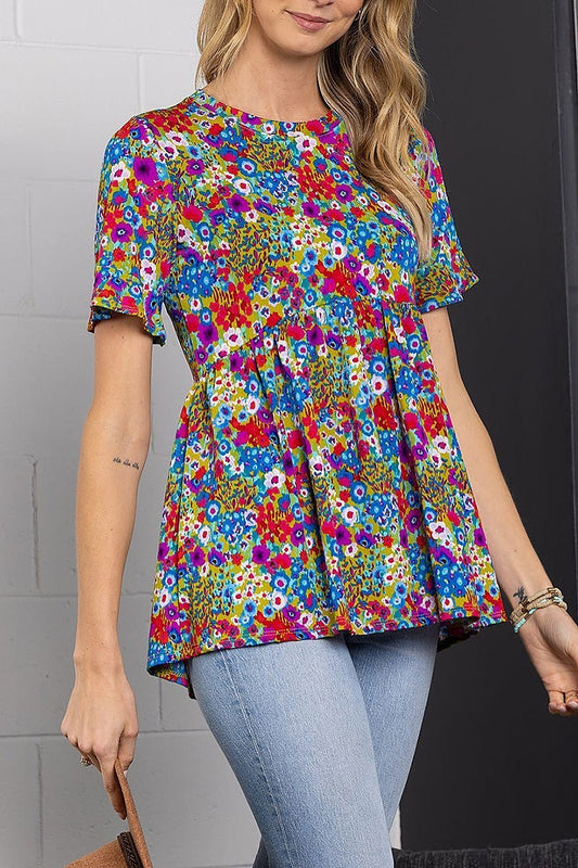 Classic floral print babydoll top (EDSW3902)