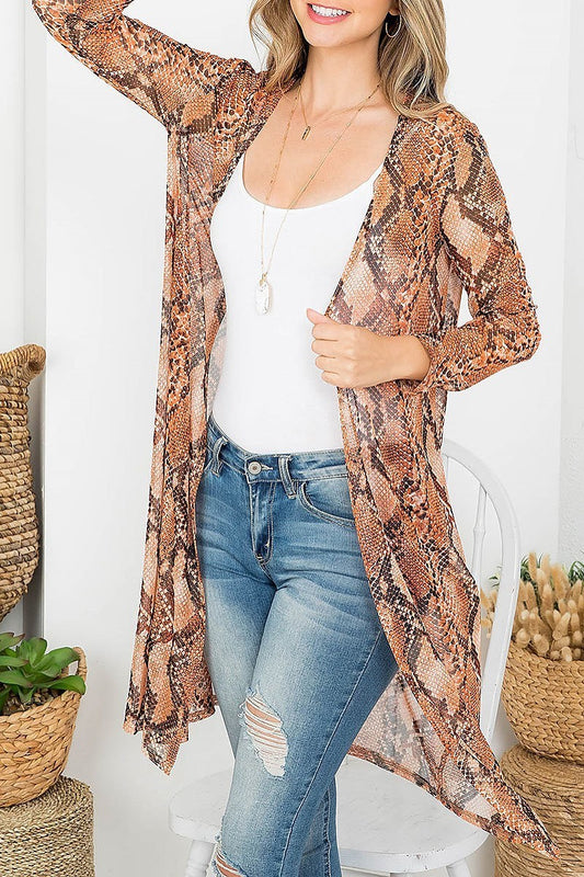 Snake print sheer kimono top (EF4336)