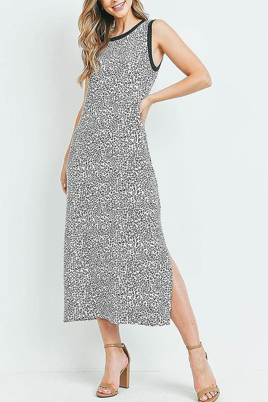 Leopard print stripes maxi dress (DED6251)