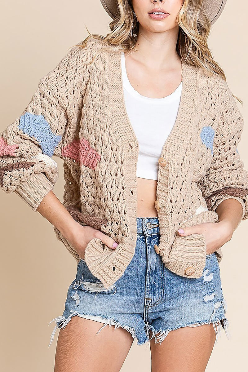 Multi colors cozy cute knit sweater cardigan (EDH1942-2)