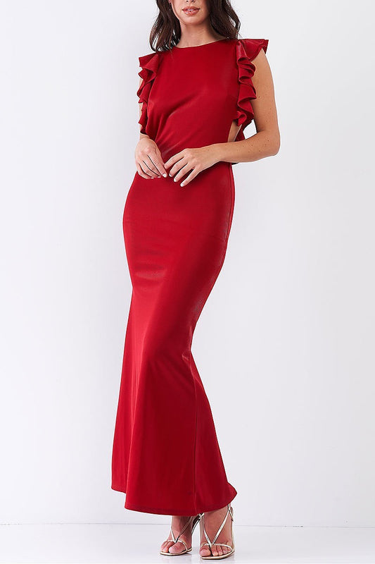 Ruffle detail mermaid maxi dress (TDG7994)