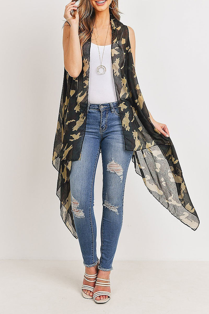 Camouflage print open kimono (DGS5147)