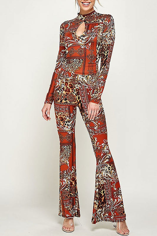 Multi paisley print top and pants set (EF2907)