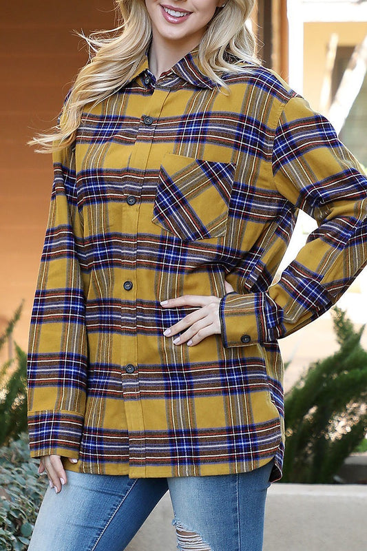 Plaid button detail top (DGS6338)