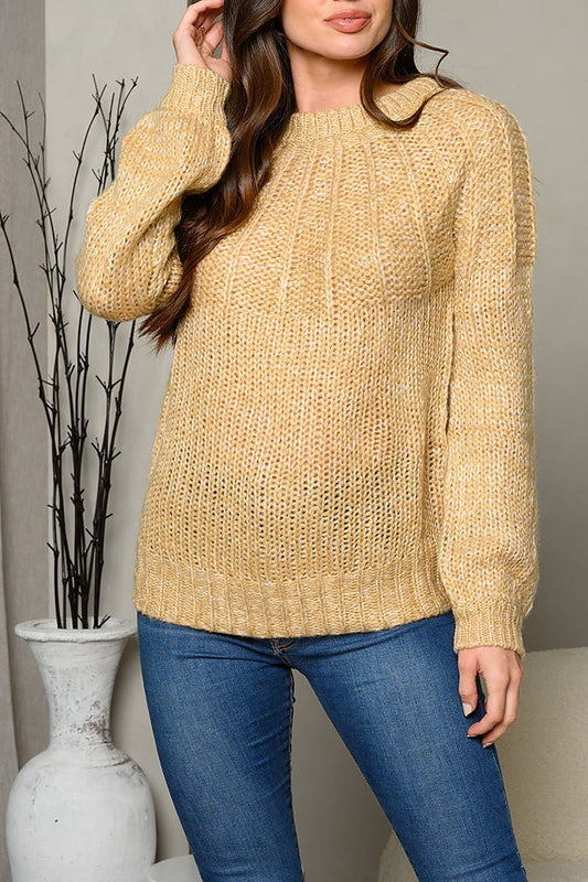 Long sleeve solid knit sweater (EDWT7799)