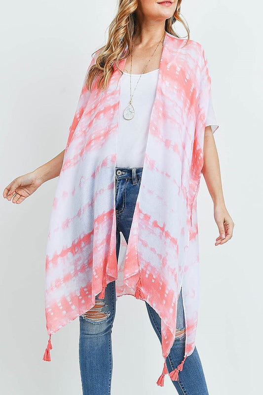 Tie dye dash tassel kimono (EF3505)