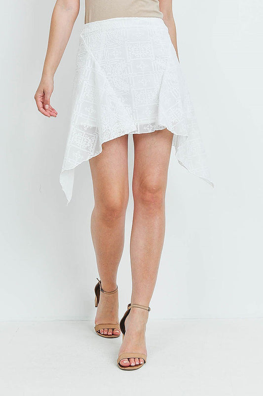 Asymmetrical hem textured mini skirt (DGB3006)