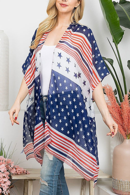 Multi striped american flag kimono (EF5270)