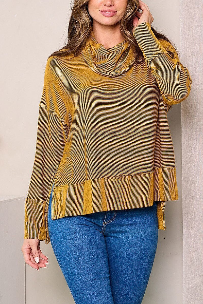 Long sleeves turtle neck tunic top (EFWT3908)