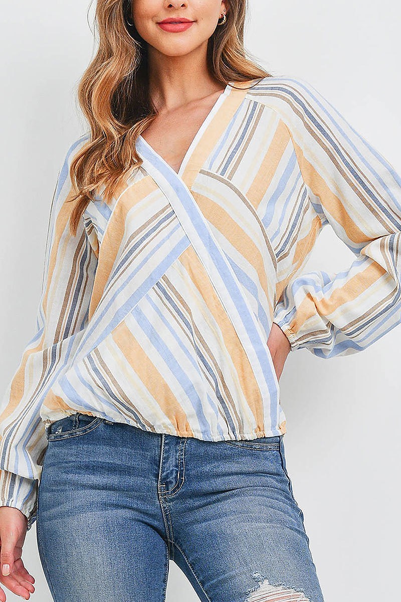 Mix direction stripe bubble top (EF1551)