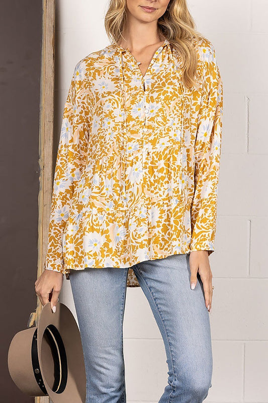 Floral print button down long sleeves top (EDSW4048)