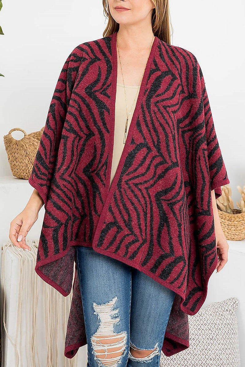 Zebra print fuzzy knee length kimono (DGS5403)