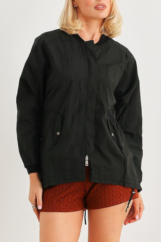 Two way zipper drawstring waist jacket (TED2061)