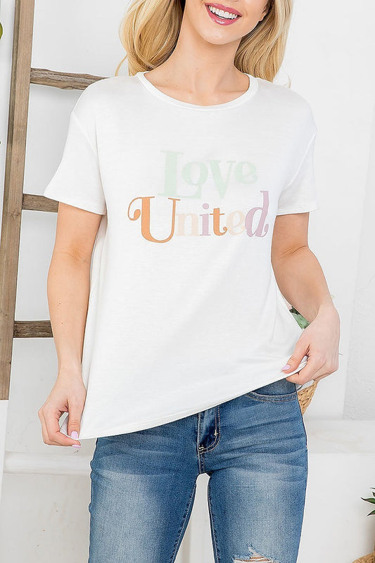 Love united graphic round neck top (EF3367)