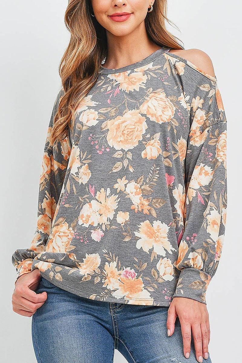 Cold should long sleeve floral top (EF2160)