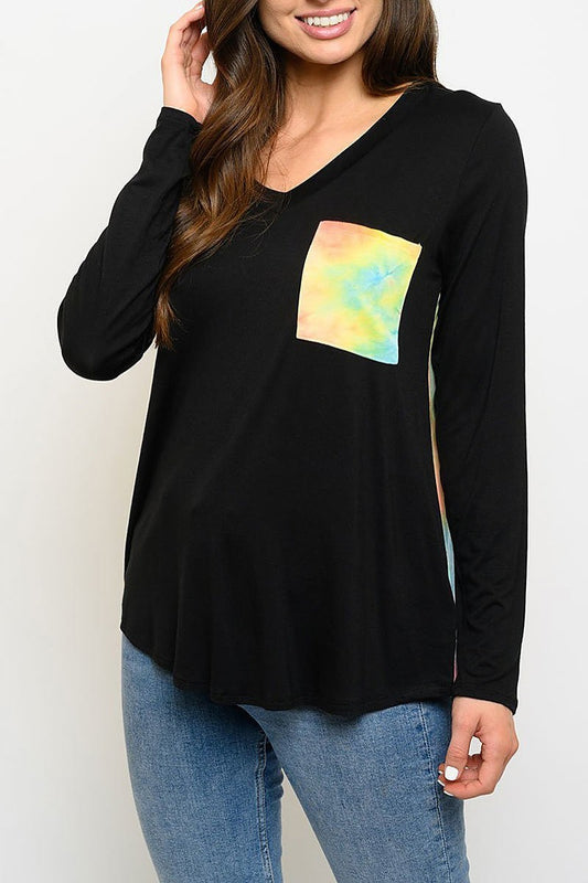 Tie dye tunic long sleeve top (EDWT3075)