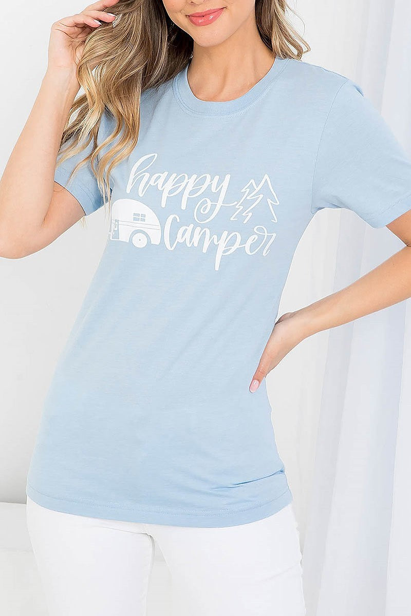 Happy camper graphic tee top (EF3536)