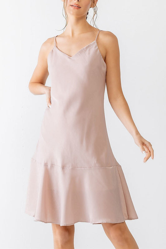 V neck flare hem cami dress (TED1771)