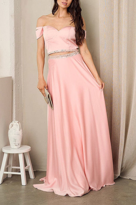 Sleeveless crop top and maxi skirt set (EFWT2392)