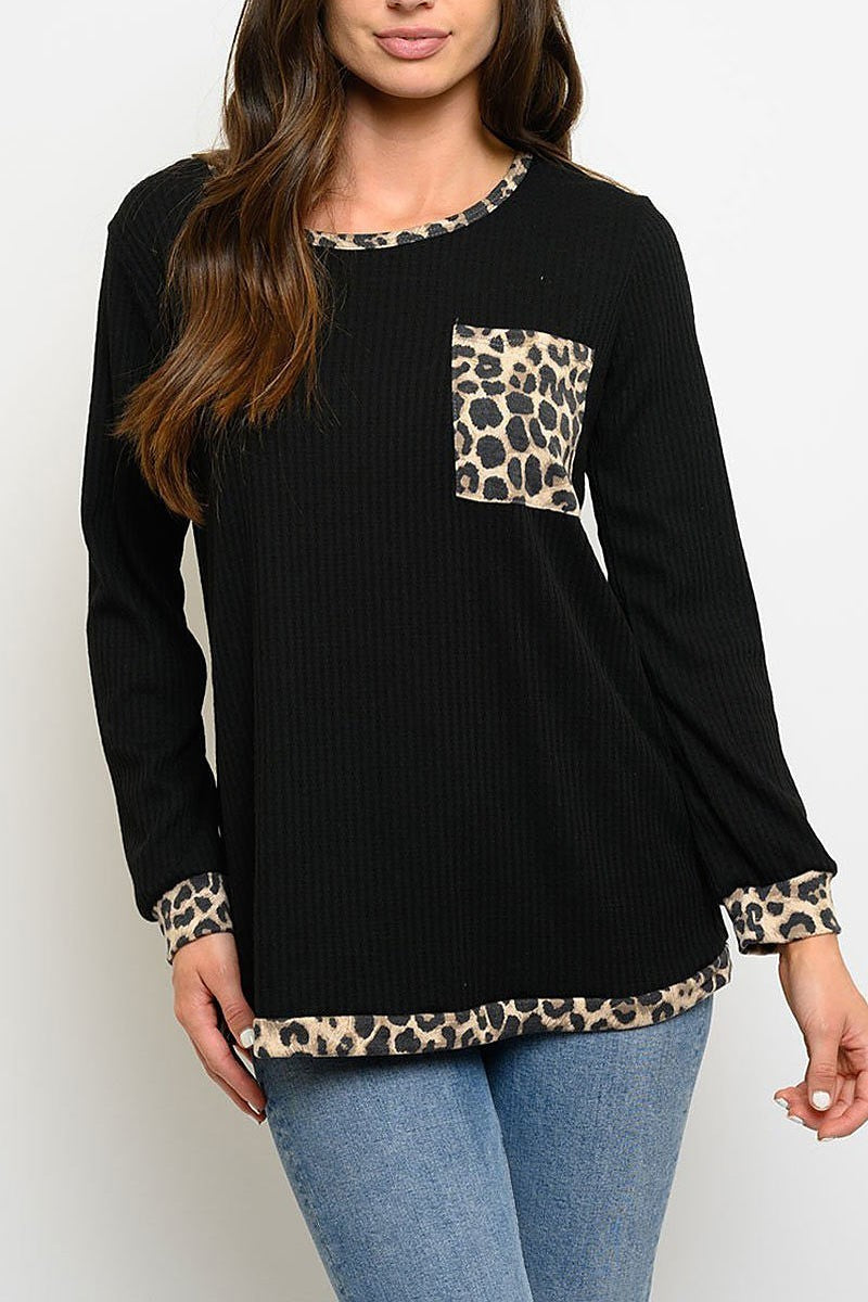 Long sleeve animal print top (EDWT3161-2)