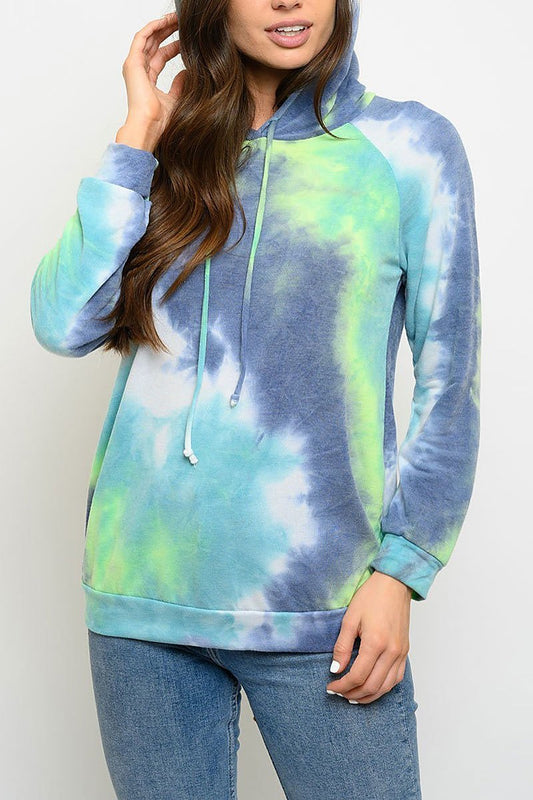 Tie dye long sleeve hoodie top (EDWT3047)