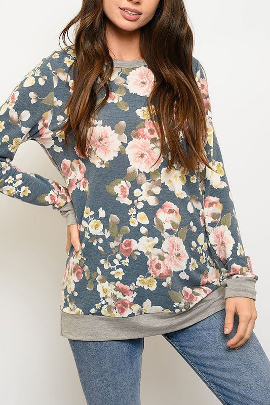 Long sleeve floral top (EDWT3541-1)