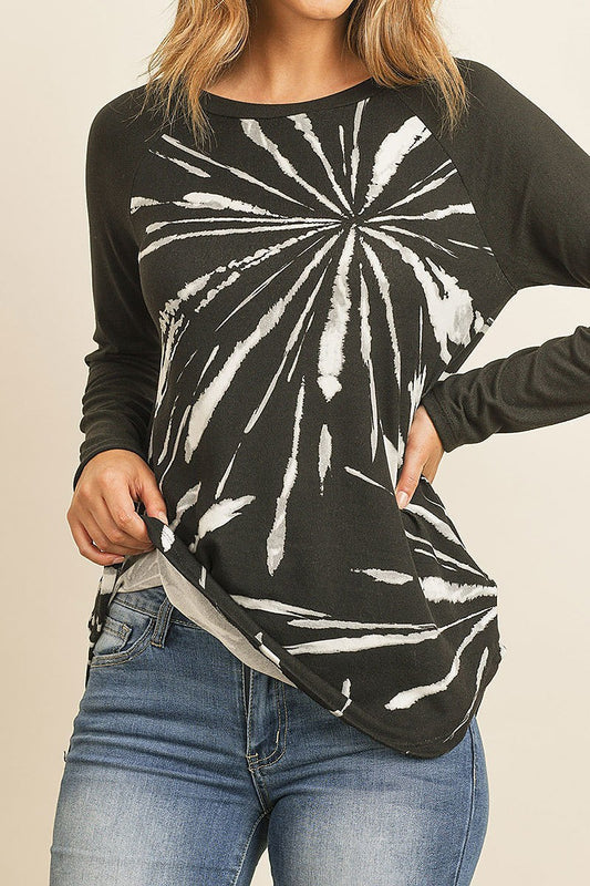 Tie dye print color block top (ED7855-1)