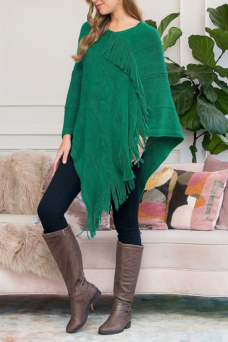 Asymmetric fringe poncho (DGS5881)