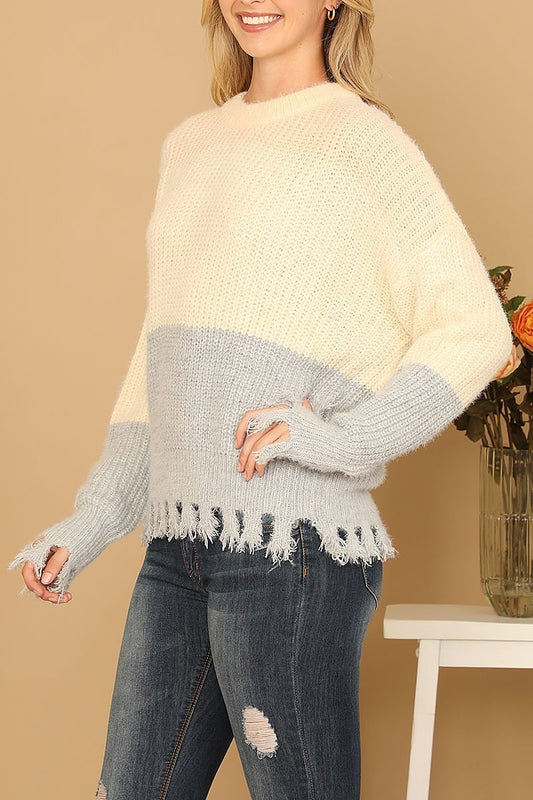 Color block knit sweater (DGS6677)