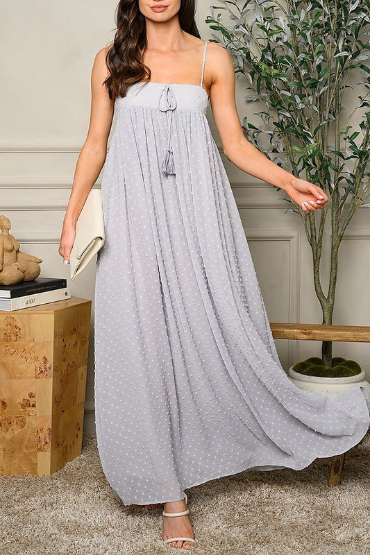 Sleeveless swiss dot detailed maxi dress (EDWT5764)